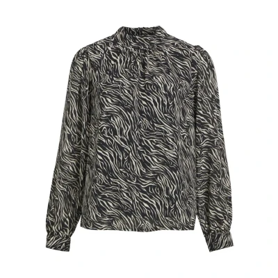 Afbeelding van OBJECT top OBJMILA van gerecycled polyester zwart/ecru