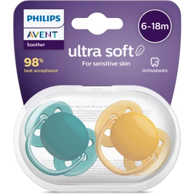 Afbeelding van Philips Avent Ultra Soft Fopspeen 6/18 maanden 2 stuks SCF091/04