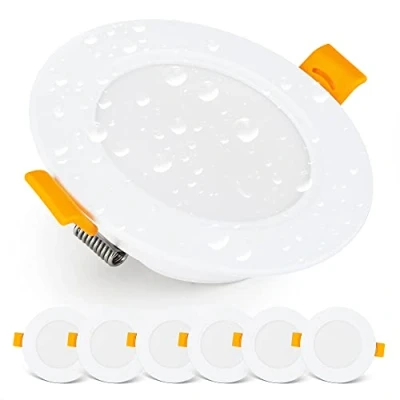 Afbeelding van EMOS Exclusive Inbouwspots LED Downlight 5W, 500 Lumen, 4000K Neutraal Wit Set van 6 spotjes IP54 waterdicht, voor gebruik binnen en buiten 230V, rond, ultravlak,