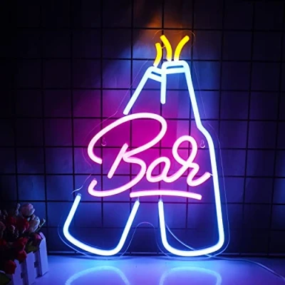 Afbeelding van bar lichtreclame, meerkleurige lichtreclame voor wanddecoratie, helder led signaallicht met USB voeding huisbar, club, bistro, feest