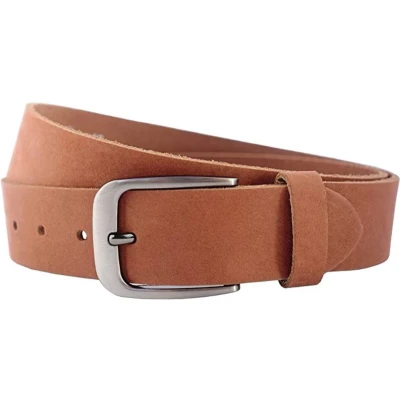 Afbeelding van Fana Belts Leren Riem Nubuck Leer Cognac Taillemaat 115 cm Brede Dames / Heren Luxe Riemen