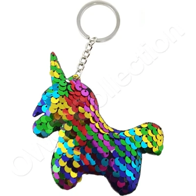Afbeelding van OWO Unicorn eenhoorn sleutelhanger met pailletten regenboog