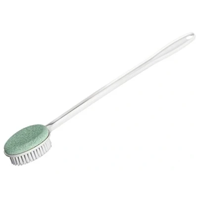 Afbeelding van Helpen Hand Company Lange Handled voet schrobborstel met Pumice Stone. Bad en douchevoetschrobber. Harde huidverwijderaar voetstimulator. buigbaar handvat 21 inch / 53 cm