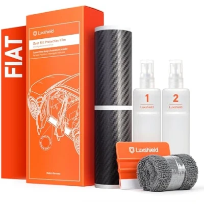 Afbeelding van Luxshield auto dorpel bescherming voor Fiat 500e 332 I 2020 2025 lakbeschermingsfolie instaplijsten beschermfolie autodeur accessoires sierlijsten carbon zwart