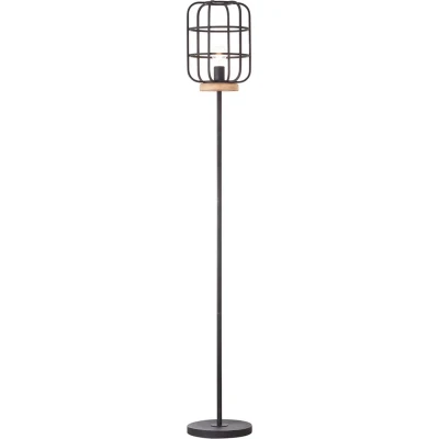 Afbeelding van Brilliant Leuchten Staande lamp Gwen 163 cm hoogte, ø 25 cm, e27, metaal/hout, antiek hout/zwart korund (1 stuk)