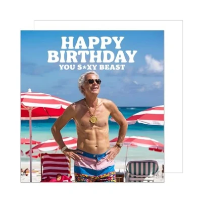 Afbeelding van Edition Seidel Premium vierkante verjaardagskaart met envelop. Wenskaart Happy Birthday Billet kaart spreuk voor man vriend Beast grappige humor (GQ348 SW024)