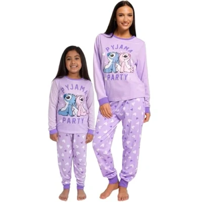 Afbeelding van Disney Lilo En Stitch Pyjama’s Dames Pyjama Angel Damespyjamas Moeder Dochter Matchende Pyjamas Purper L