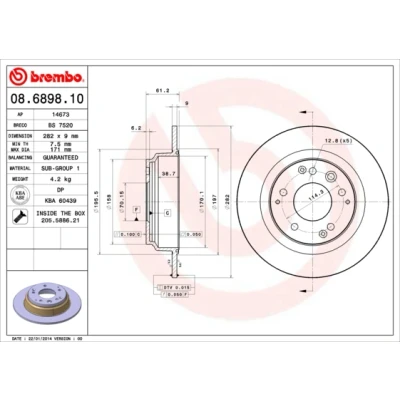 Afbeelding van Brembo Remschijf 08.6898.10
