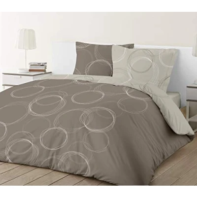 Afbeelding van Vision Lenny Taupe dekbedovertrek en 2 bijpassende kussenslopen, katoen, beige, 240 x 220 cm