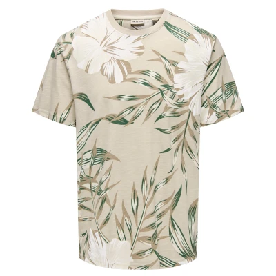 Afbeelding van Only &amp; Sons Onsklop Reg Ss Floral Tee Noos 22022164 Bruin Heren The Stone