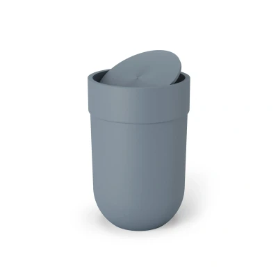 Afbeelding van Umbra Afvalemmer met 6 liter inhoud en zwenkdeksel, cosmetica emmer prullenbak voor badkamers kleine ruimtes, kunststof, leiblauw, l