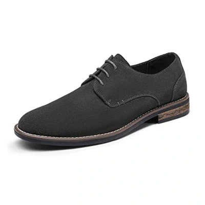 Afbeelding van Bruno Marc Kostuumschoenen voor heren, suède, veterschoenen, klassieke zakelijke derby formele casual schoenen, grijs, 43 EU