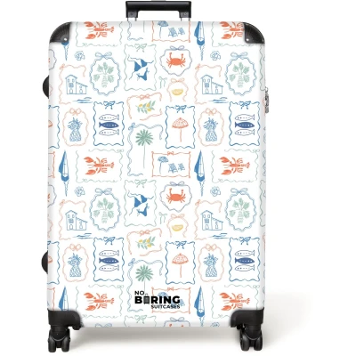Afbeelding van NoBoringSuitcases.com® Koffer groot Reiskoffer lichtgewicht Bikini strand print kleurrijk Rolkoffer met 4 wielen Grote trolley XL 98 liter bagage