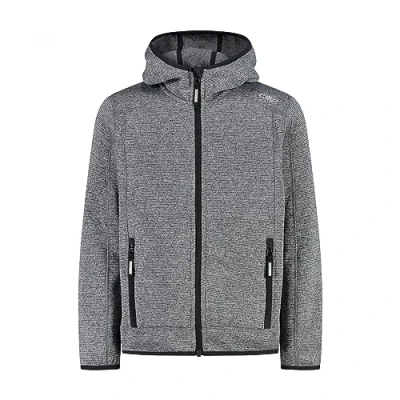 Afbeelding van CMP Knit Tech kinderjas met vaste capuchon, Ice Titan zwart, 104