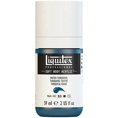 Afbeelding van Liquitex 1959503 Professional Acrylfarbe Soft Body Künstlerfarbe in cremiger deckender Konsistenz, hohe Pigmentierung, lichtecht &amp; alterungsbeständig, 59ml Flasche Gedämpftes Türkis