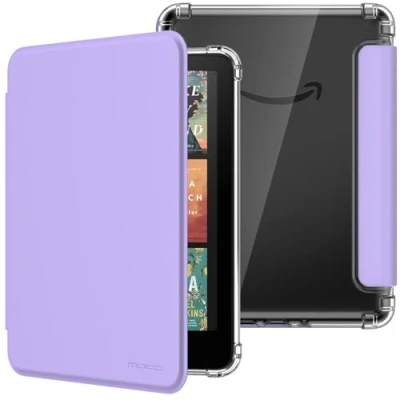 Afbeelding van MoKo Case for All new 7&quot; Kindle Paperwhite 12th Generation 2024&amp;Kindle Colorsoft Signature Edition 2024, Ultra Clear Soft Flexible Transparent TPU Back Cover Light Shell with Auto Wake/Sleep, Lilac