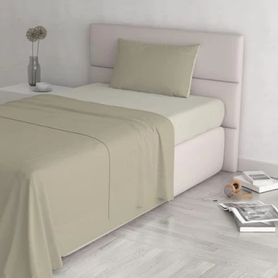 Afbeelding van Italian Bed Linen Natural Color beddengoedset, 100% katoen, donkergrijs/crème, afzonderlijk