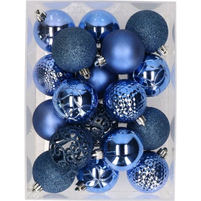 Afbeelding van 37x stuks kunststof kerstballen konings blauw 6 cm Kerstbal