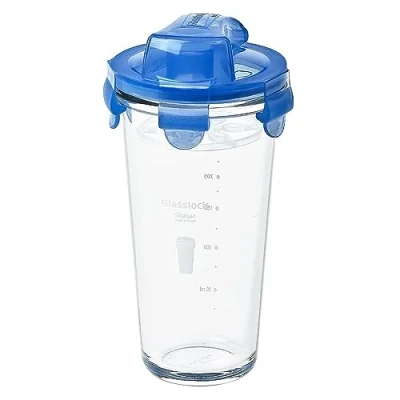 Afbeelding van Glasslock, Shaker mit transparentem Deckel, Mess Skala und Sieb, 450ml (bis 300ml beschriftet)