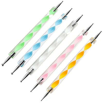 Afbeelding van 5PCS Nail Dotting Pen Marbleizing Painting Polish Carving Tool，Paint Manicure Dot Art Set Multi Colored