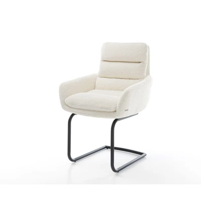 Afbeelding van sledemodel Abelia Flex met armleuning rond zwart bouclé wit