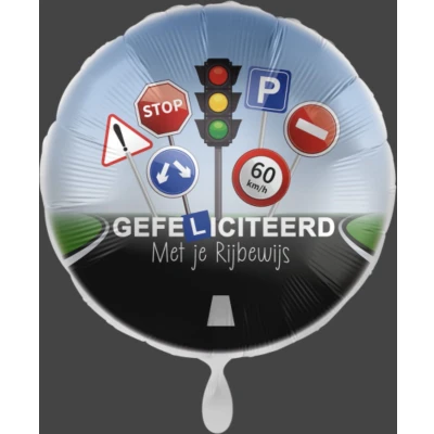 Afbeelding van Folieballon Gefeliciteerd Rijbewijs 45 cm Helium en Luchtvulling