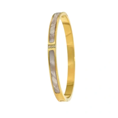 Afbeelding van Luxe Damesarmband Titanium Stalen Gouden Armband Inleg met Zirkonia RVS