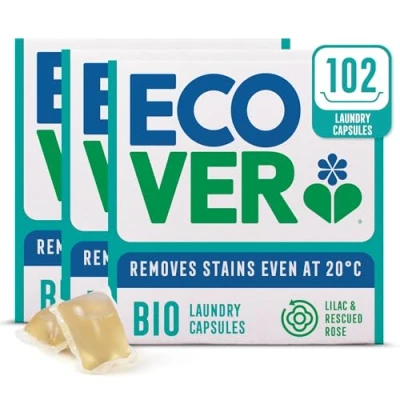 Afbeelding van Ecover Wascapsules Voordeelverpakking 3 x 34 stuks 102 Wasbeurten Voor Gekleurde Was Lila &amp; Roos