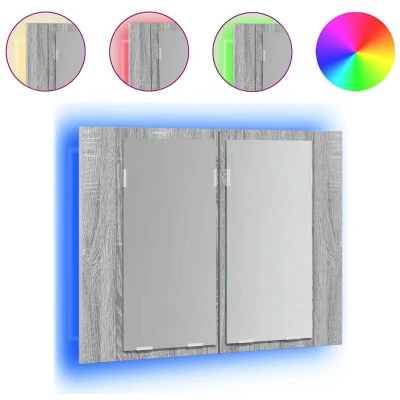 Afbeelding van vidaXL Spiegelkast LED 60x12x45 cm bewerkt hout grijs sonoma eiken