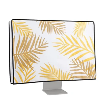 Afbeelding van kwmobile beschermhoes Monitor geschikt voor 24 26&quot; Computerscherm cover Computer accessoires PC scherm hoes in lichtgeel / honinggeel wit Jungle design