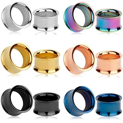 Afbeelding van TBOSEN Set van 12 stuks roestvrij stalen oorplugs grote dubbele flare legering gauges stretching schroef tunnels gauge 6 mm 25 mm, 13/16&quot;(20mm), Hout