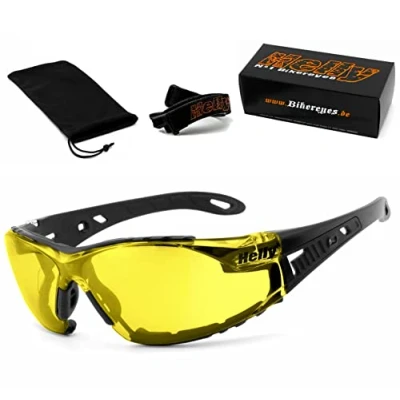 Afbeelding van HELLY® No.1 Bikereyes® Bikereyes®, bikerbril, motorzonnebril, testwinnaar: condensvrij, winddicht, onbreekbaar, top draaggevoel, bril: moab (xenoliet (geel))
