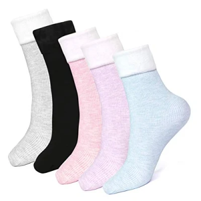 Afbeelding van EXTSUD Warme huissokken 5 paar wintersokken knuffelsokken van katoen antislip thermische sokken voor volwassenen dames meisjes, maat: 35 42 zwart, paars, blauw, grijs, roze