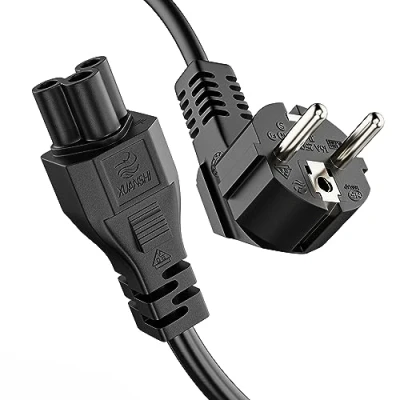 Afbeelding van ETEC Stroomkabel 3 polig, 3,0 m, Schuko stekker, geaard stopcontact, stekker op C5 aansluiting, voedingskabel, netsnoer voor pc monitorprinter, zwart