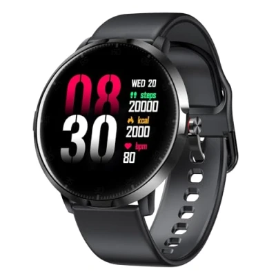 Afbeelding van emporia WATCH Basic Smartwatch, horloge met slaapmonitor, hartslagmeting, bloedzuurstofmeting en bloeddrukmeting, incl. stappenteller, weersvoorspellingsfunctie, voor dames heren, zwart