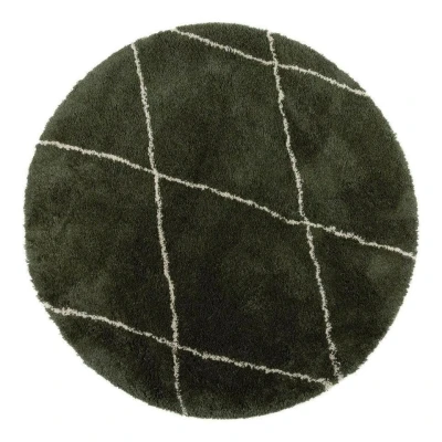 Afbeelding van Berber vloerkleed rond hoogpolig Groen/Cream 160 Ø (M) scandinavisch nea Interieur05