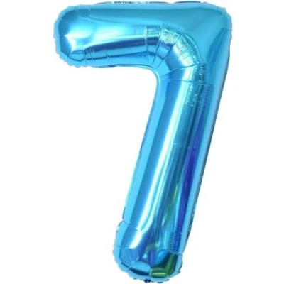 Afbeelding van Ballonnen verjaardag 7 jaar blauw 101 cm ballon nummer decoratie 7e vlinderdas met helium