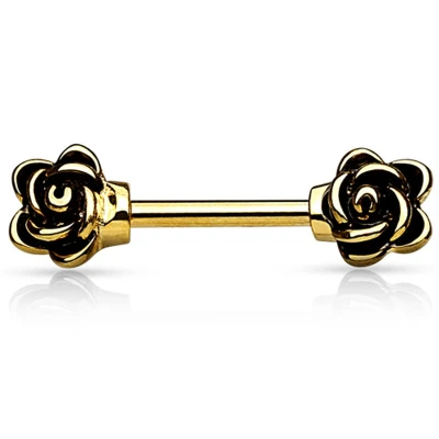 Afbeelding van Tepelpiercing 2 rozen gold plated