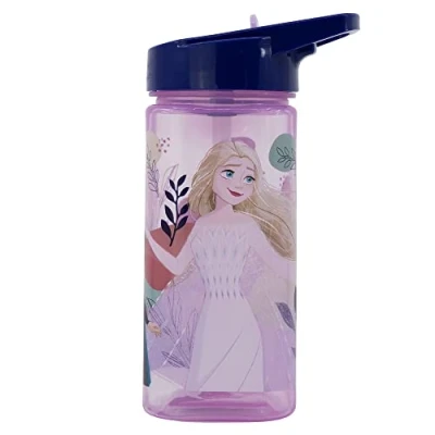 Afbeelding van Stor Frozen Herbruikbare, vierkante waterfles met geïntegreerd rietje, 530 ml