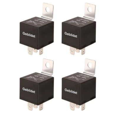 Afbeelding van Gebildet 4pcs Standaard Auto Relais 12V 40A SPDT 5pin Zware Schakelaars en Starters,Gebruikt voor Motor Auto,met Zwarte Waterdichte Transparante Behuizing