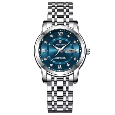 Afbeelding van HerenHorloge Polshorloge Heren Cadeau Horloge Geschenkdoos Mannen Zilver en Groen/Blauw RVS
