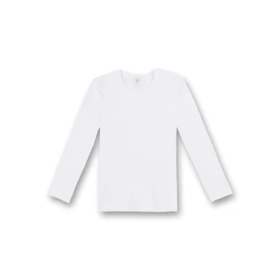 Afbeelding van Sanetta Unisex Jongens Meisjes Onderhemd T shirt met lange mouwen Katoen Wit
