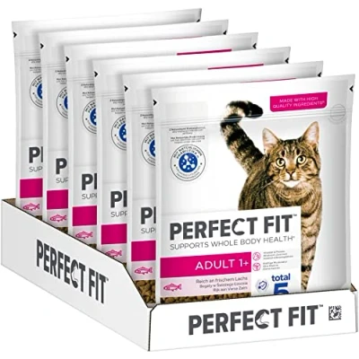 Afbeelding van PERFECT FIT Droogvoer voor volwassen katten vanaf 1 jaar zalm, 750 g (6 zakken)
