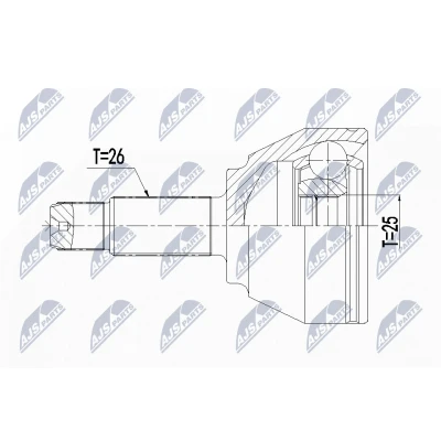 Afbeelding van NTY NPZ BM 018 Homokineet Vooras links, rechts Thermoplastic