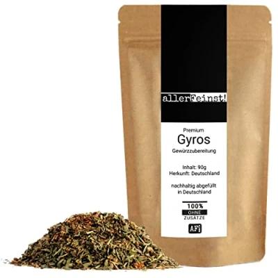 Afbeelding van allerFeinst! premium Gyros kruidenbereiding, gyroskruiden voor vlees, groenten en dips in kwaliteit, de mediterrane keuken, per stuk verpakt (1 x 90 g)