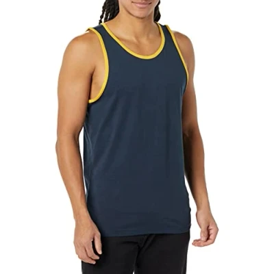 Afbeelding van Amazon Essentials Men&#039;s Tanktop met slanke pasvorm, Geel/Marineblauw, S