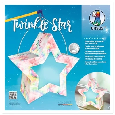 Afbeelding van Ursus 18770008 Twinkle Star regenboog batik, complete set voor het maken van een ster, gebruik als lantaarn of decoratief licht, incl. instructies, ideaal optochten