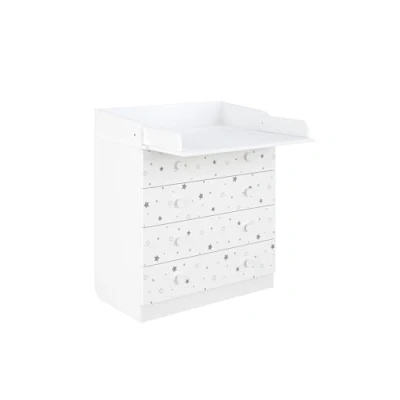 Afbeelding van Shefa Luiercommode 800 kinderen, wit, sterrenlicht, hoogwaardig wikkelstation met 4 laden