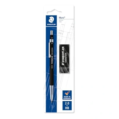 Afbeelding van Staedtler 780 C BKP6 Mars Technico Valstift, Met Hardheidsgraadindicator, Promotie Gum, Blisterkaart, Zwart