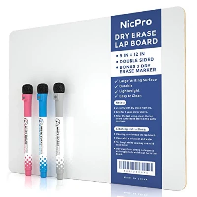 Afbeelding van Nicpro Dry Erase Mini Whiteboard A4, 22 x 30 cm Dubbelzijdige Laptop met 3 Watergedragen Pennen Leren Klein Wit Board Draagbaar Tekenen Schrijven voor Kid Student en Classroom Gebruik